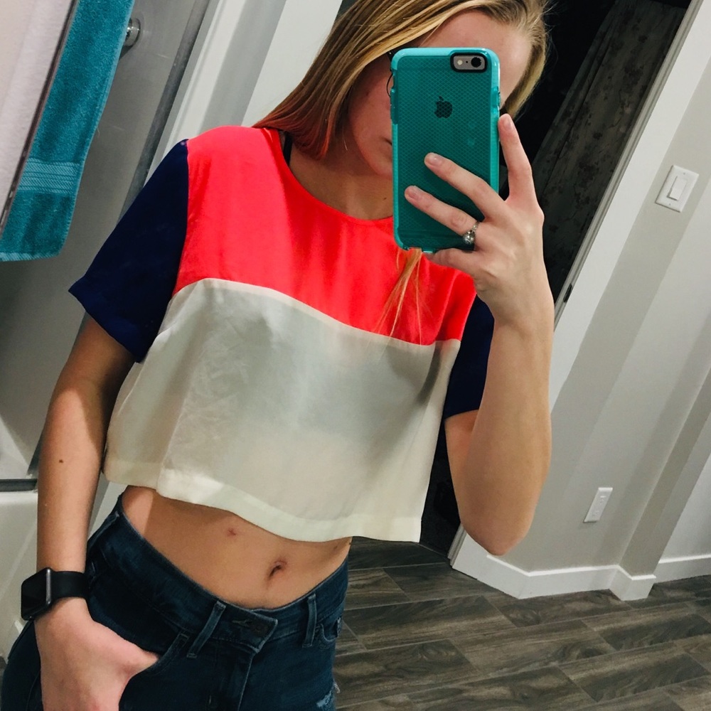 Topshop color block crop top